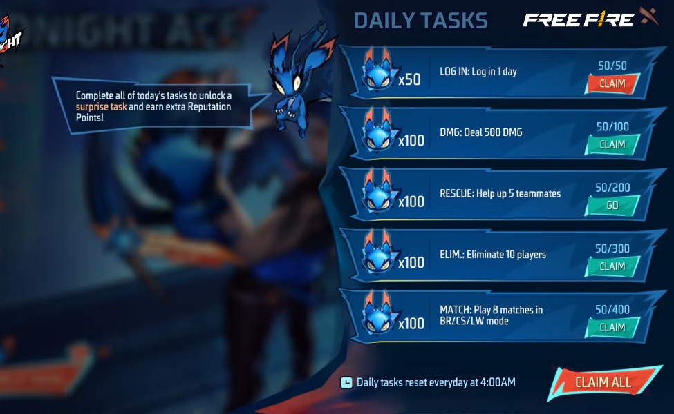 how to get rewards midnight ace ff