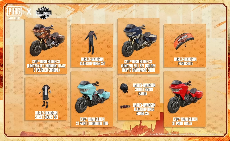 pubg mobile x harley davidson all rewards list