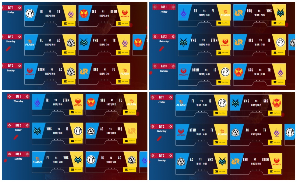 regular season schedule mpl my s18 week 5-8