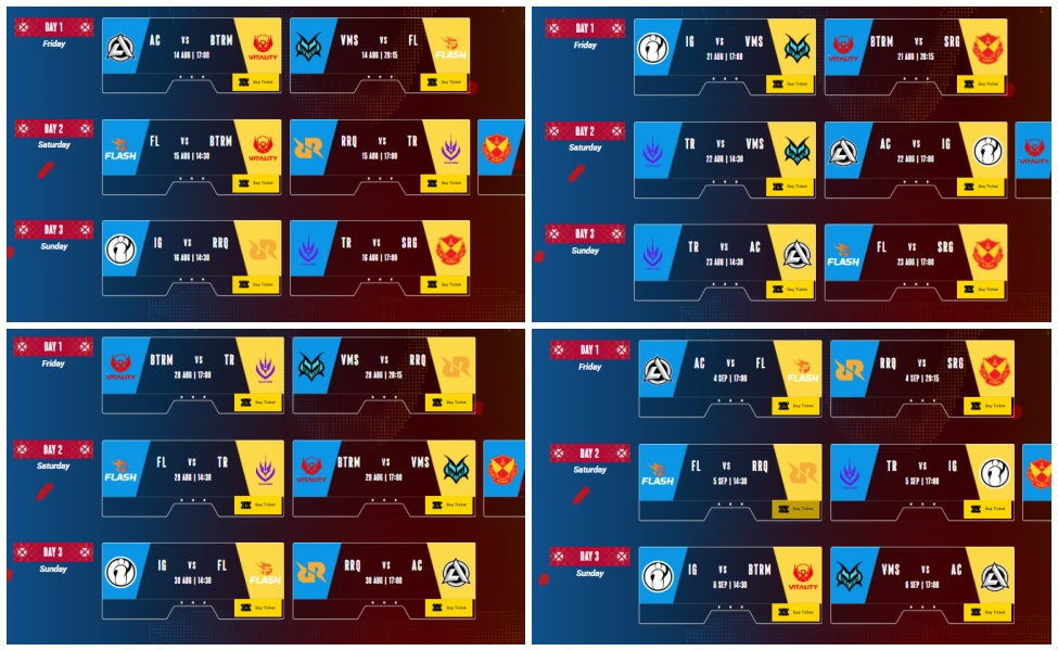 regular season schedule of mpl malaysia s18 week 1-4