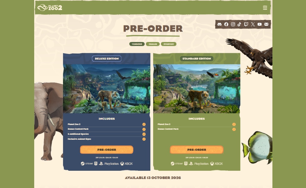 planet zoo 2 price editions and preorder pack