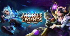 Mobile Legends Bang Bang game logo with fantasy characters and magical effects