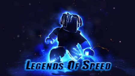 Glowing neon character with blue electric effects from Legends of Speed Roblox