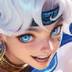 Sora ML hero character portrait with blue eyes and white hair
