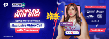 Promotional banner featuring gamer Cherizawa offering exclusive video call with