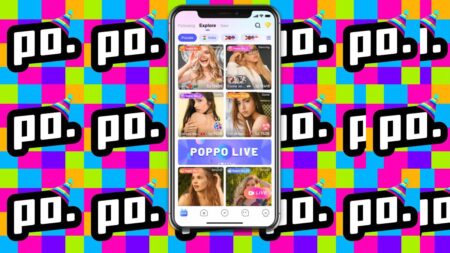Poppo Live app interface showing explore feed with live streaming content and