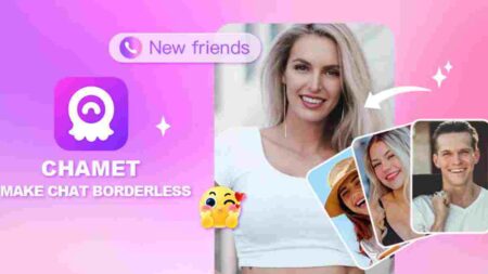 Chamet app interface showing chat features and profile photos for making