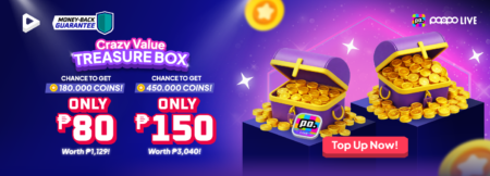 Poppo Live Coins Treasure Box promotion offering up to 450