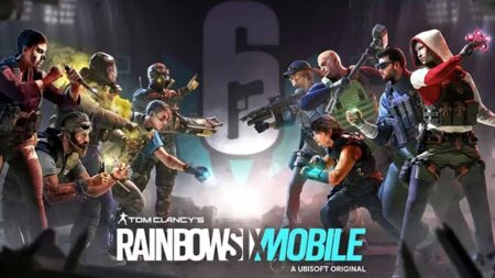 Rainbow Six Mobile operator characters displaying various weapons and equipment