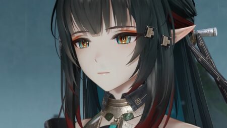 Anime character with dark hair and golden eyes from Arknights Endfield