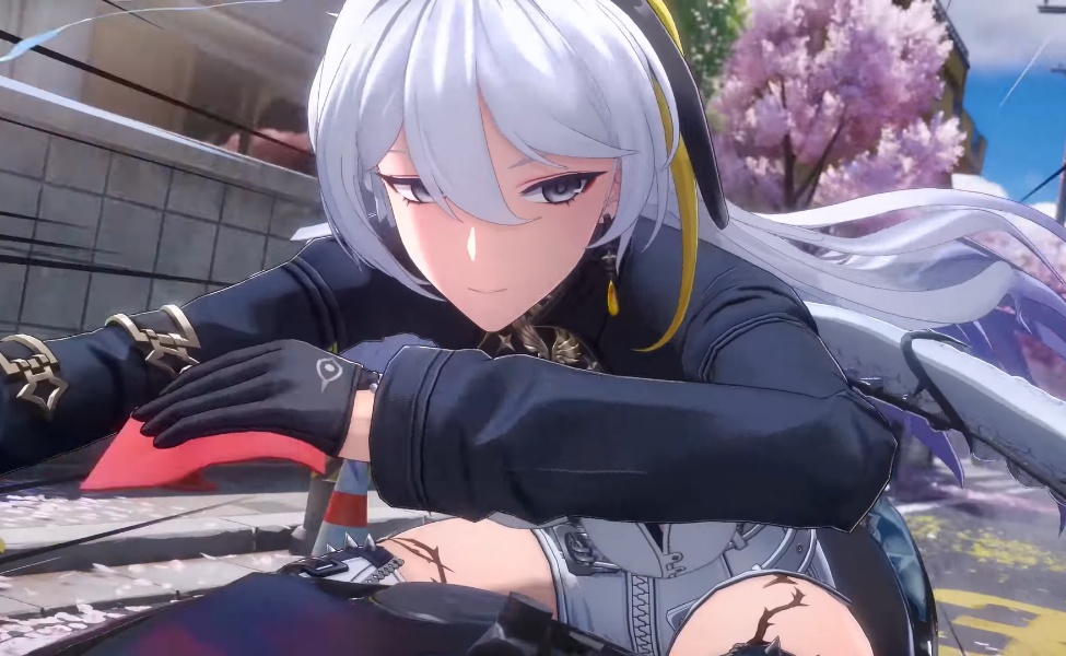 Anime character with silver hair in black outfit