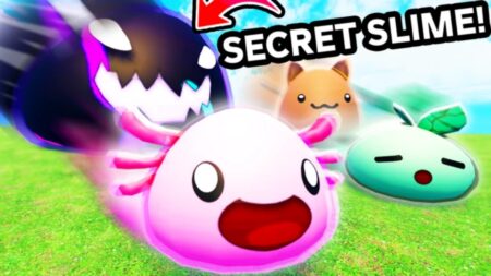 Colorful slime creatures in Roblox Slime RNG with glowing pink effects and cute