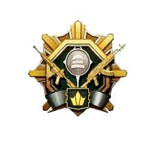 Gold and black Ace rank badge with helmet emblem from PUBG Mobile