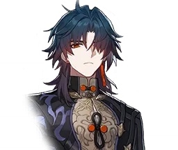 Blade character portrait from Honkai Star Rail with dark hair and ornate