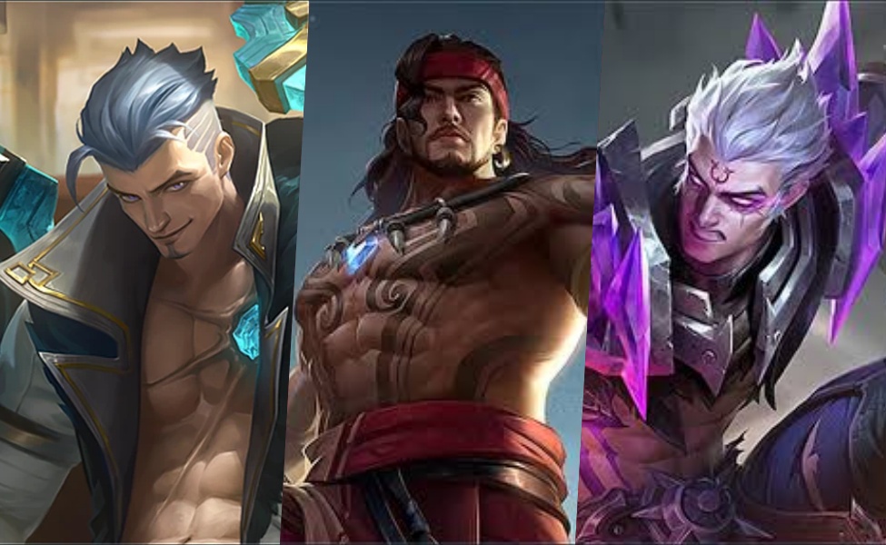 Three MLBB fighter heroes in tier list comparison poses
