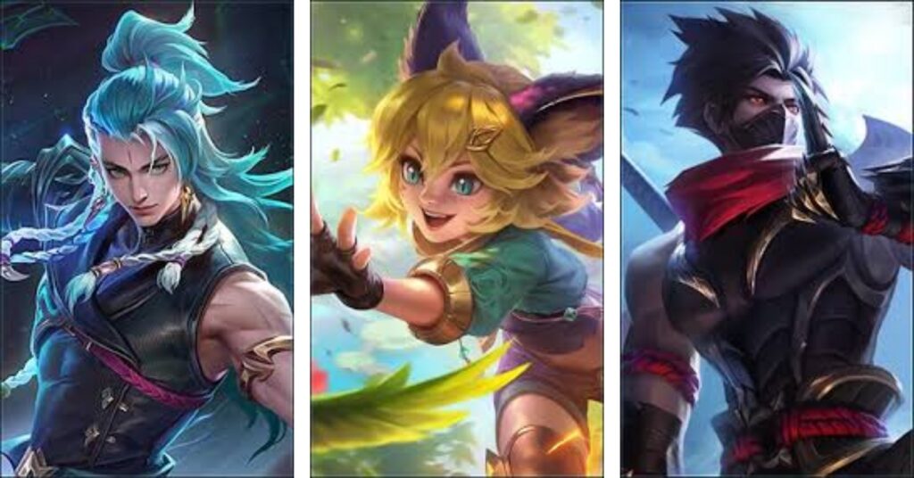 Three animated Mobile Legends characters showcasing popular jungle heroes in mpl ph s17