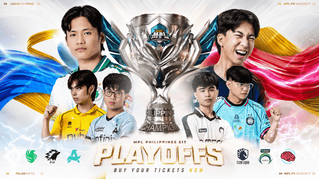 MPL Philippines Season 17 playoffs promotional image featuring esports players
