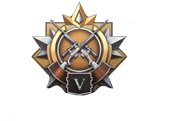PUBG Mobile Crown rank emblem with crossed rifles and gold star badge