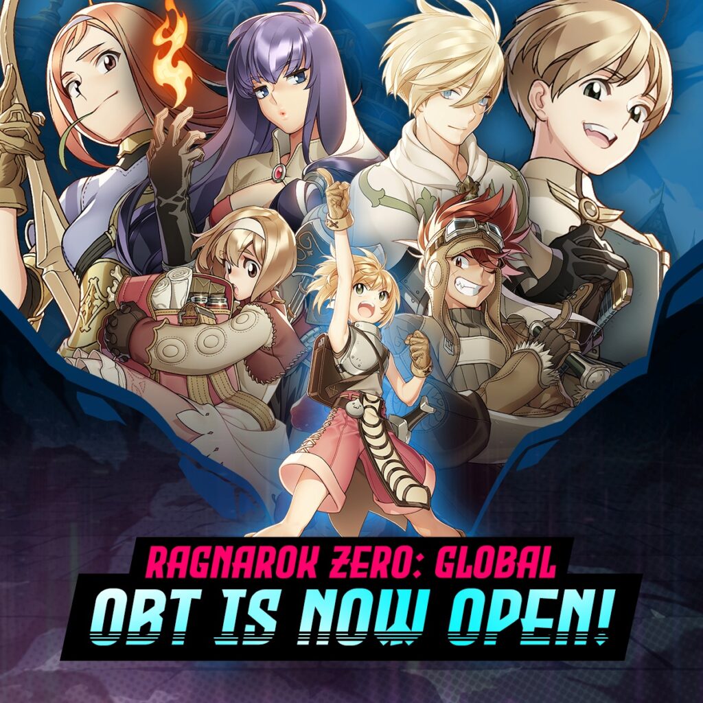 Ragnarok Zero Global OBT launch announcement with anime characters and game cast