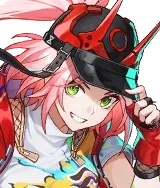 Rappa character from Honkai Star Rail with red and pink hair holding weapons