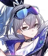 Silver Wolf character portrait from Honkai Star Rail with blue goggles and hair