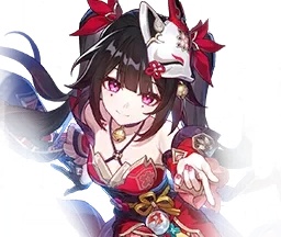 Anime character with dark hair and red ribbons in Honkai Star Rail style artwork