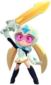 Star Nova character with pink heart glasses and gold sword in Brawl Stars