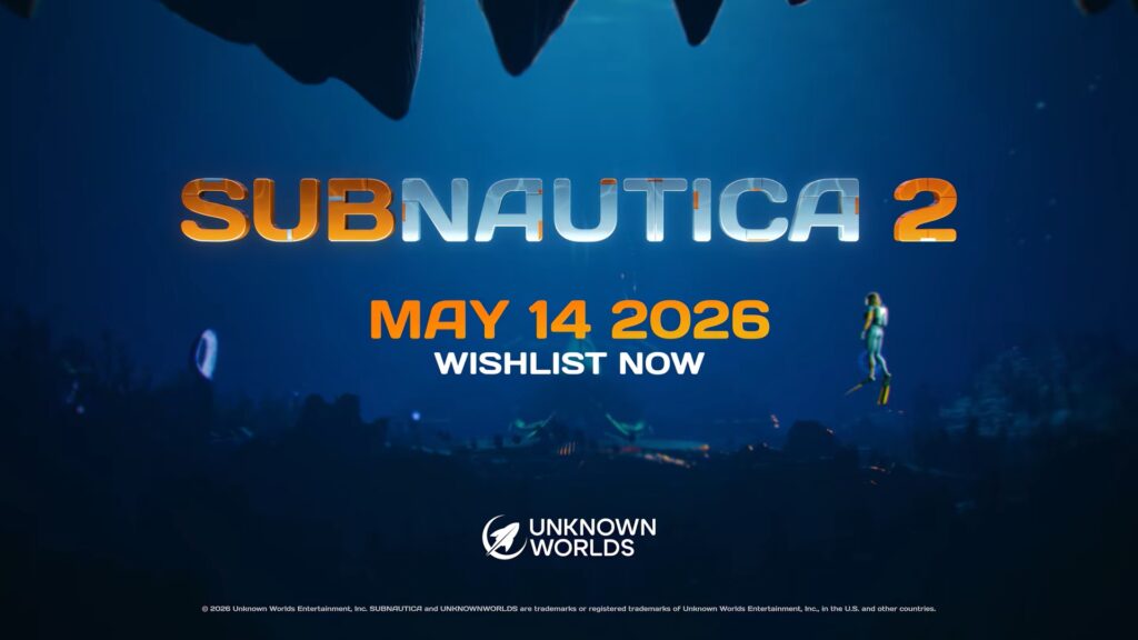 Subnautica 2 official announcement poster with May 14 2026 release date