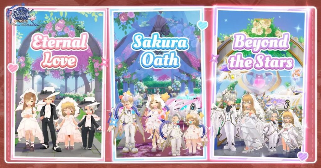 Three Ragnarok Online Classic marriage tiers: Eternal Love, Sakura Oath
