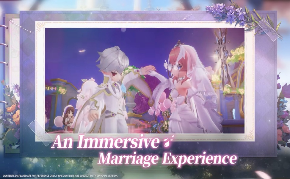 Anime couple in wedding attire during Sakura Vows marriage ceremony in ROOC