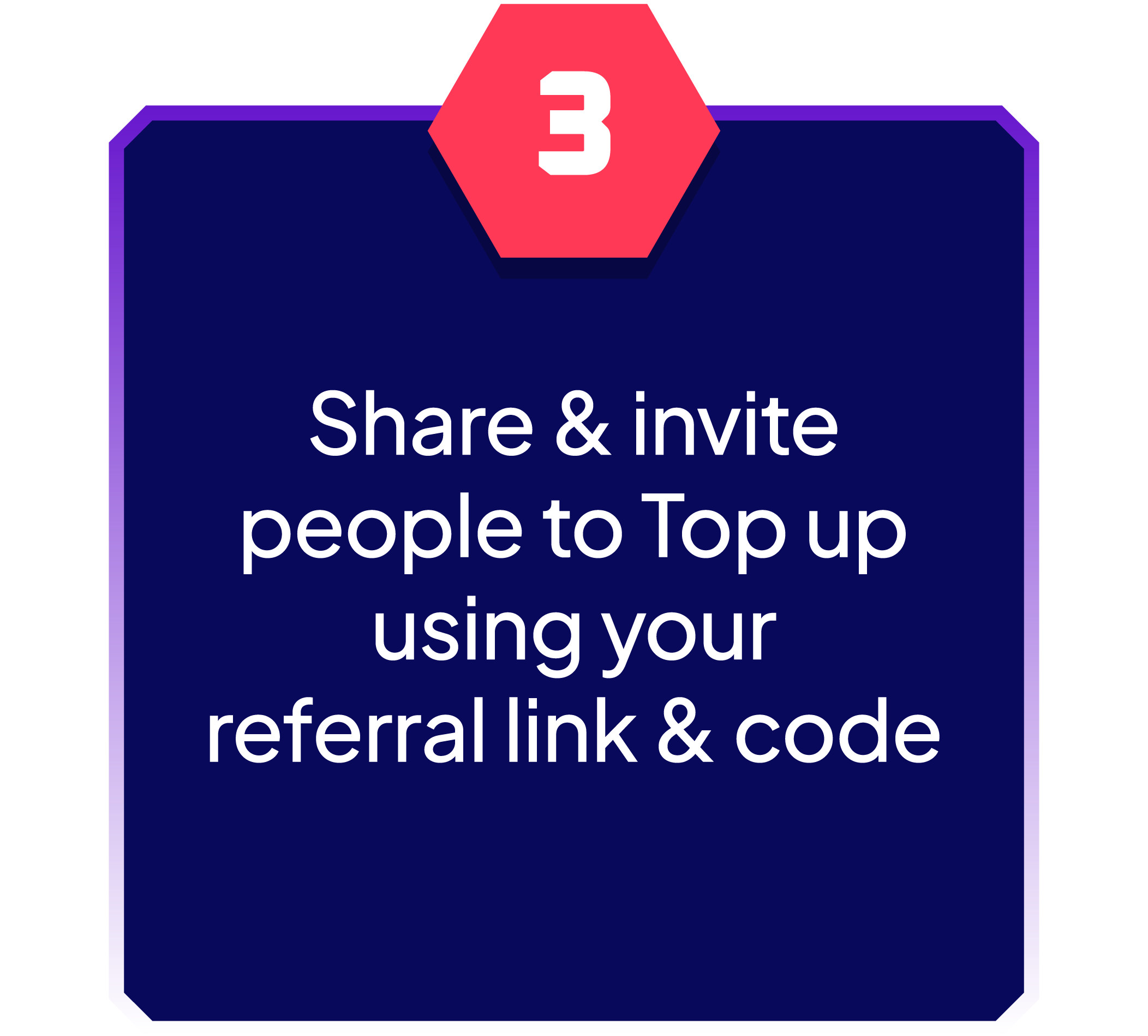 Step 3 referral program interface showing share and invite options