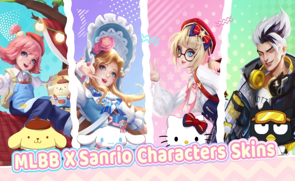 MLBB x Sanrio character skins collaboration featuring four heroes with Sanrio
