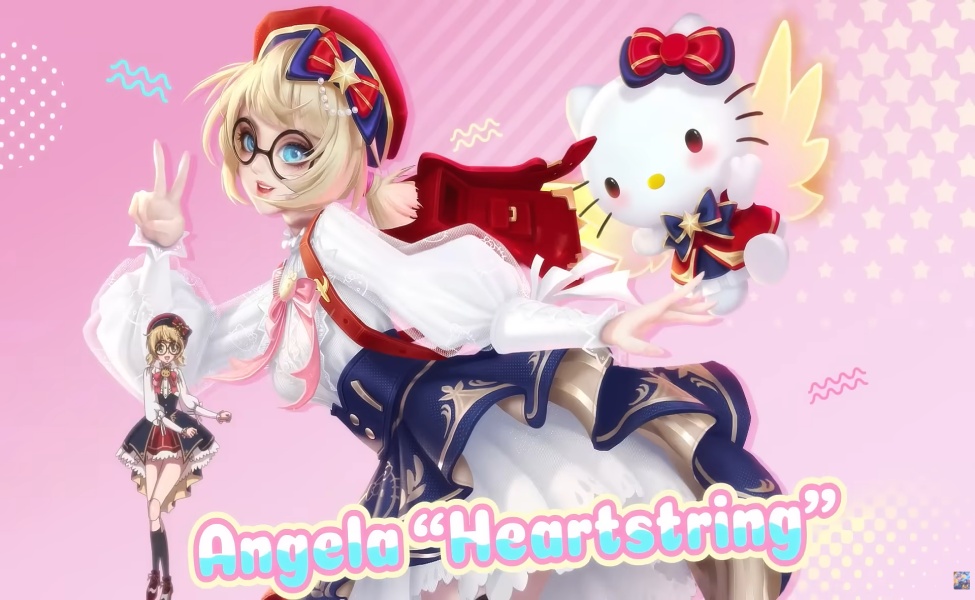 Angela Heartstring Sanrio skin with Hello Kitty character in pink outfit