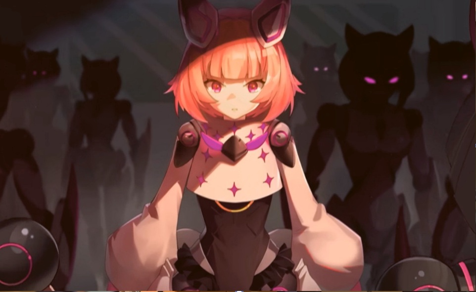 Angela character with glowing orange hair and star-patterned outfit in Mobile Legends Aspirants skin