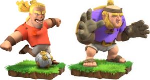 Clash of Clans troops Barbarian Kicker and Giant Thrower tier list characters