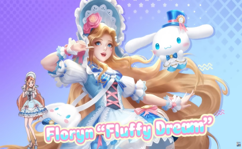 Floryn Fluffy Dream skin with Badtz-Maru companion in MLBB Sanrio collaboration