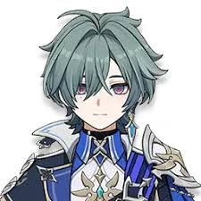 Lohen character portrait with teal hair and blue outfit in Genshin Impact