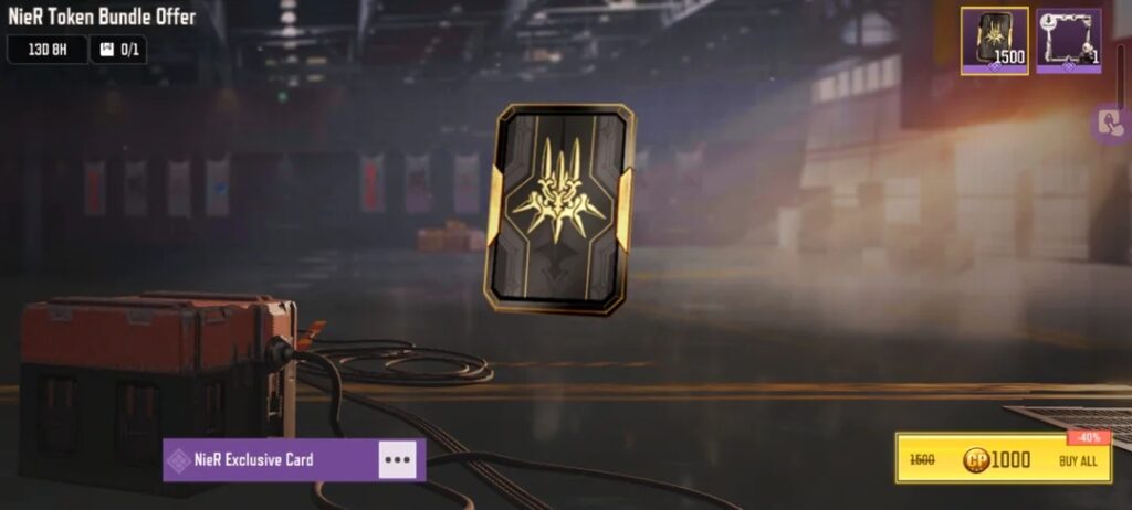 NieR Exclusive Card from CODM token bundle offer interface