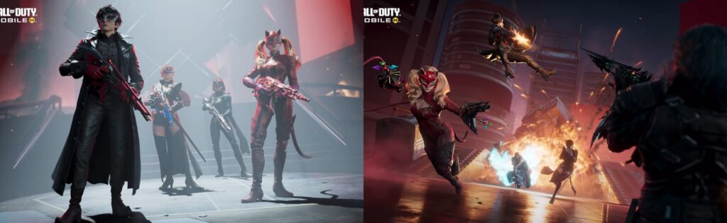 Call of Duty Mobile Persona 5 Royal Phantom Thief characters in action gameplay