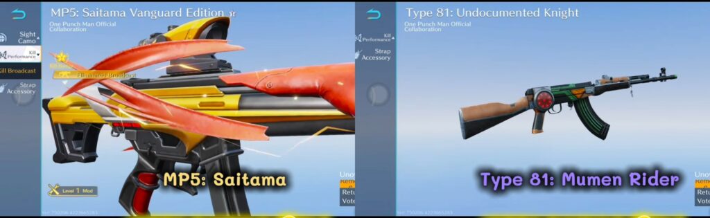 Blood Strike x One Punch Man weapon skins featuring MP5 Saitama and Type 81
