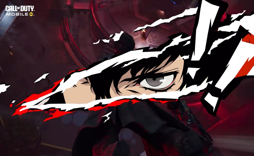 Stylized character eye with black hair and red accents from CODM Persona 5