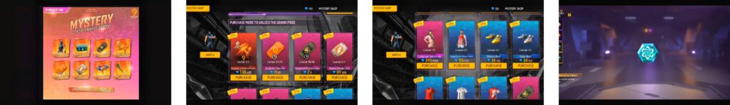 Mystery Shop FF July 2026 item selection screen showing purchasable rewards