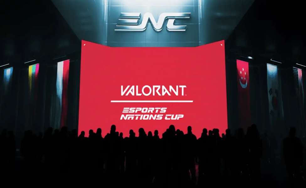 Valorant Esports Nations Cup stage display at STC Esports Arena with audience