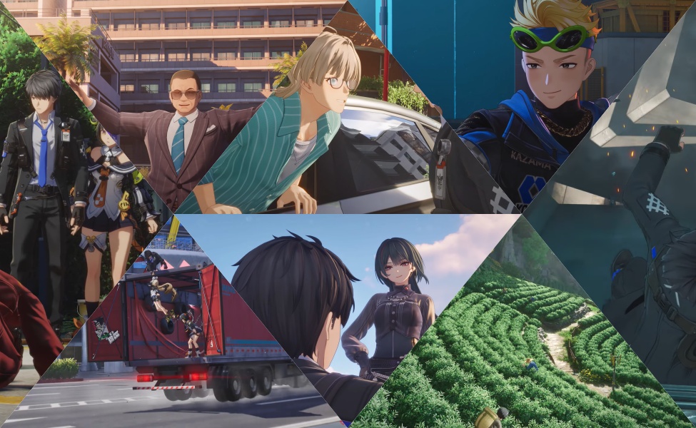 Anime characters in urban and rural settings showcasing ANANTA gameplay scenes