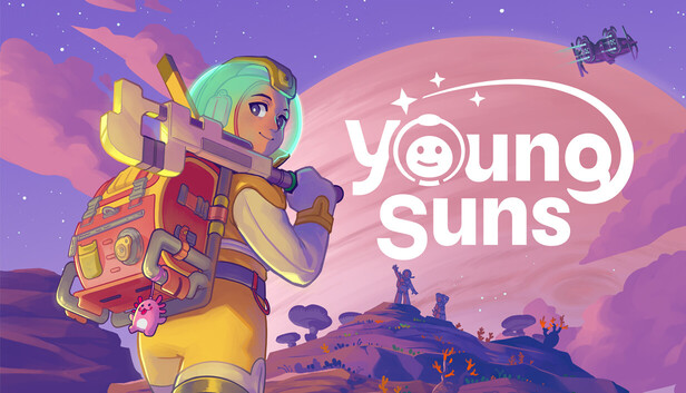 Young Suns video game artwork featuring armored character with yellow suit and