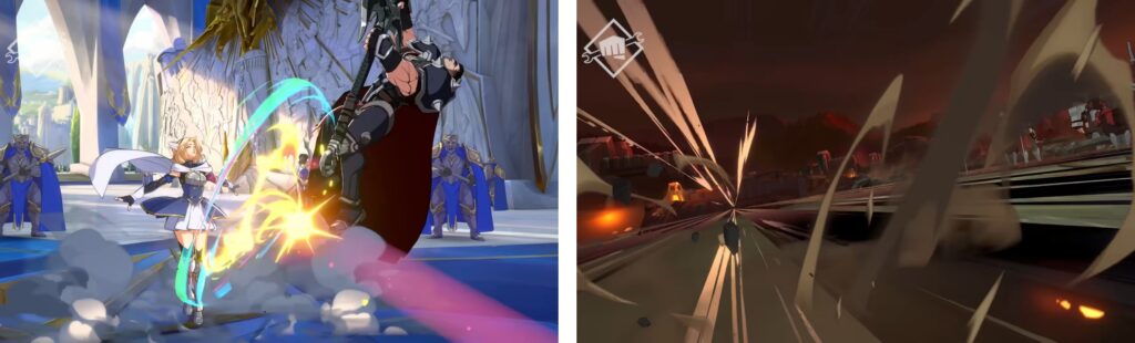 Lux and Samira characters engaging in combat gameplay action