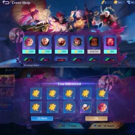 MLBB Exorcists Premium Supply event shop with hero skins and diamond costs