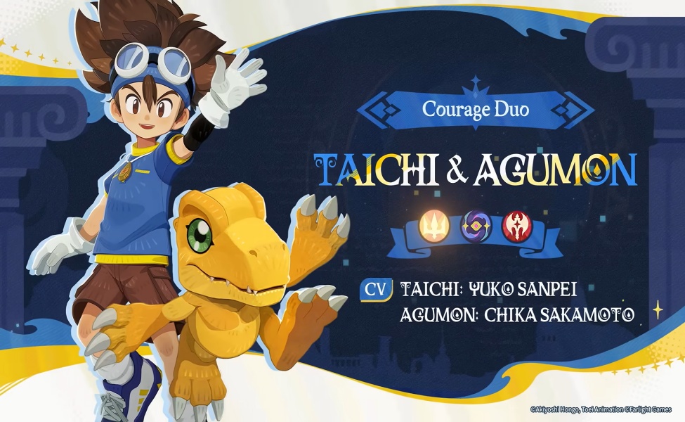 Taichi and Agumon from Digimon crossover in AFK Journey