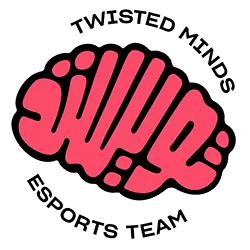 Twisted Minds esports team logo with pink brain graphic and text