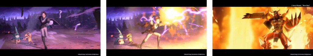 Digimon characters Digivolving into Ultimate forms with intense energy effects